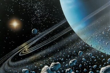 Astronomical illustration of the planet Uranus and its rings, representing the cosmic crown of smaller wheels described by ancient sages.