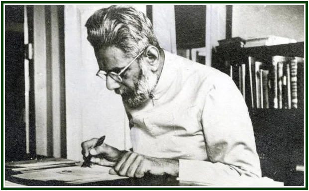 Historical photograph of B. P. Wadia writing at his desk, highlighting his legacy and warnings regarding the future of Adyar.