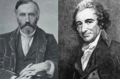 Old portraits of William Q. Judge and Thomas Paine, illustrating the article about the historical work of theosophical adepts in America.